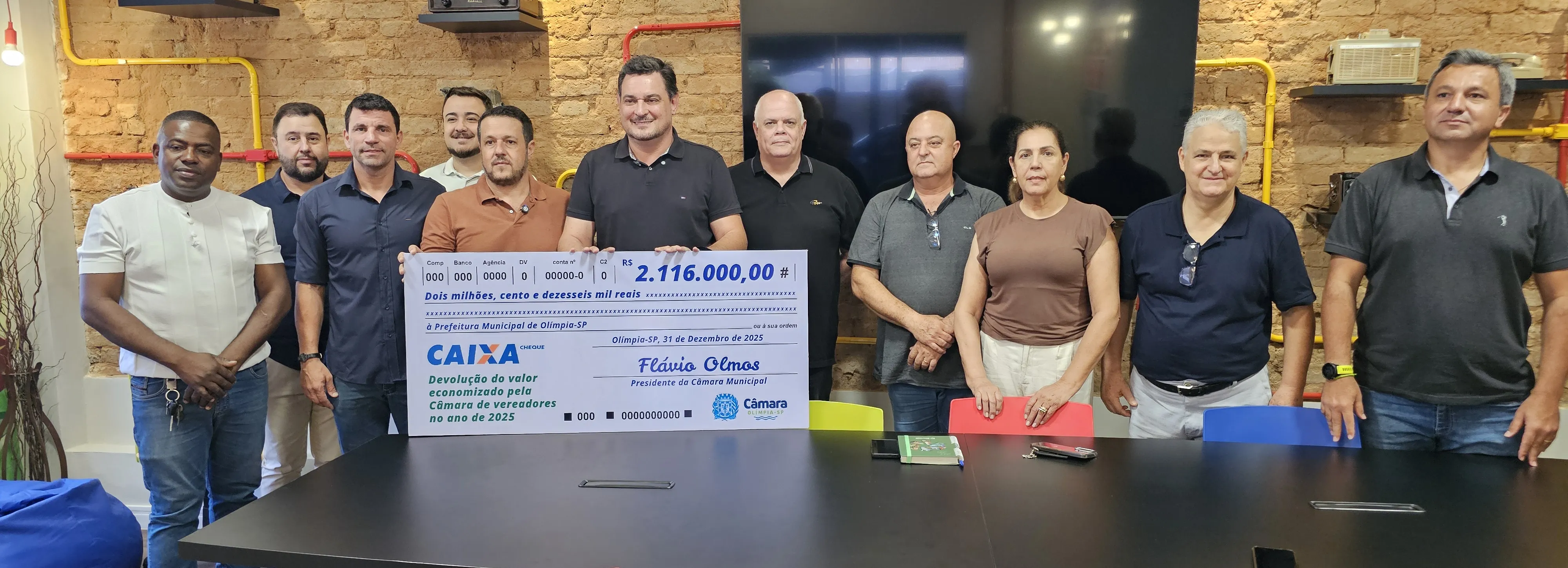 Após contenção de gastos, Câmara restitui R$ 2,116 milhões à Prefeitura de Olímpia