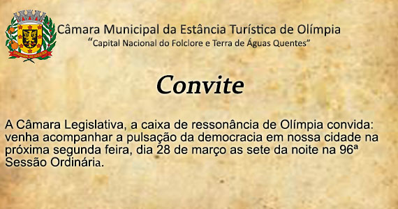 População a democracia está chamando: segunda feira tem mais uma sessão ordinária na Câmara