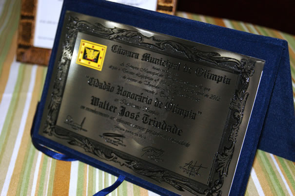 Walter Trindade recebeu Título de Cidadão Honorário de Olímpia na sexta