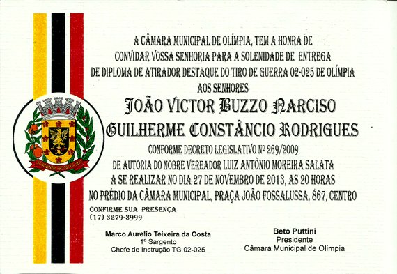 Solenidade de entrega de Diploma de atirador de destaque, nesta quarta-feira