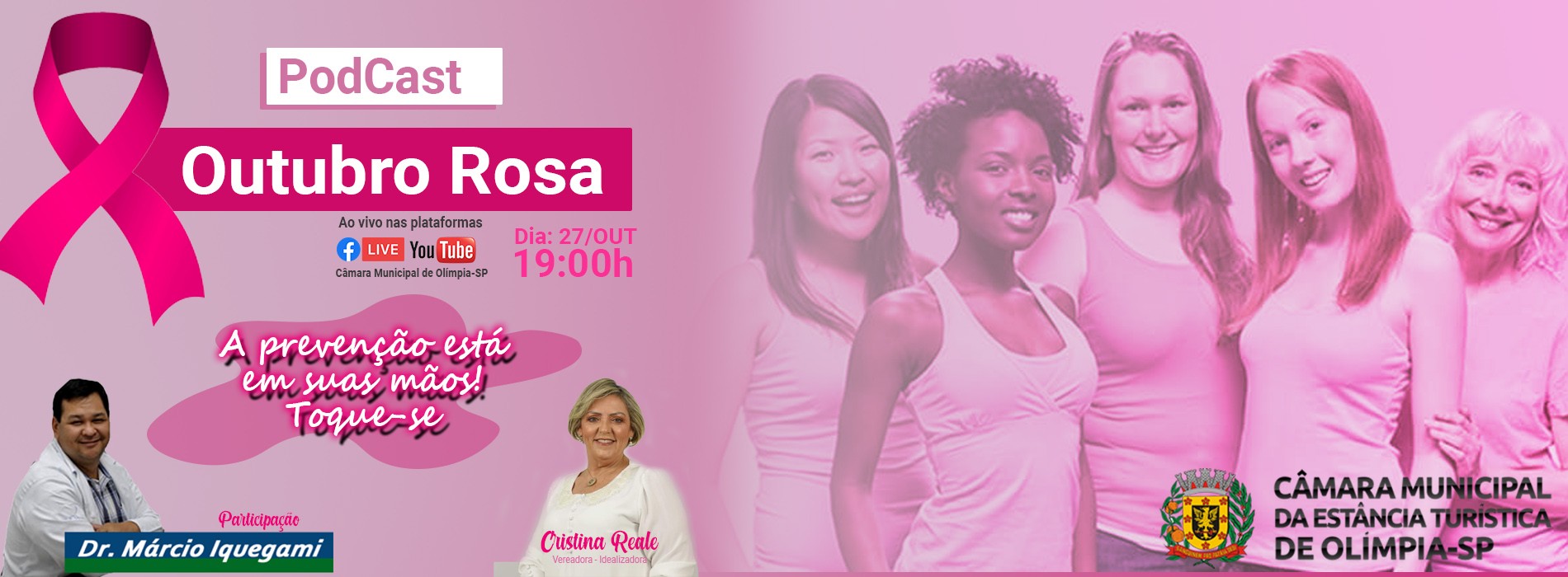Câmara convida população para podcast sobre o Outubro Rosa nesta próxima quarta-feira