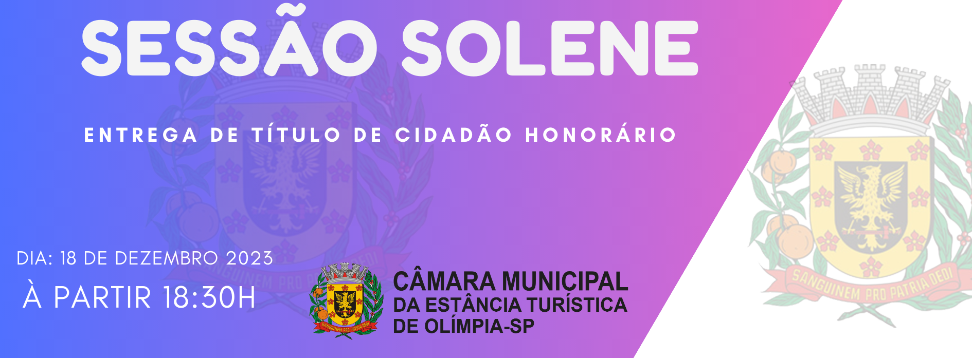 Câmara realiza sessão solene de entrega de título de cidadão honorária nesta segunda