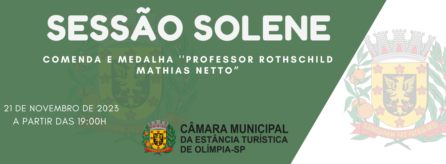 Sessão solene de entrega de comenda Professor Rothschild Mathias Netto acontece nesta terça-feira