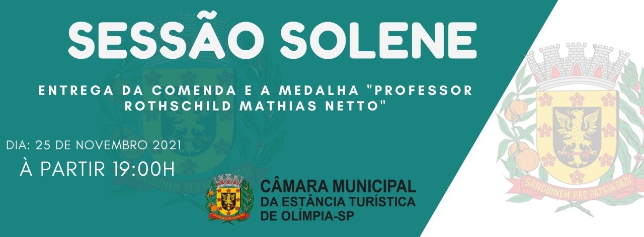 Câmara convida população para sessão solene de entrega Comenda Professor Rothschild