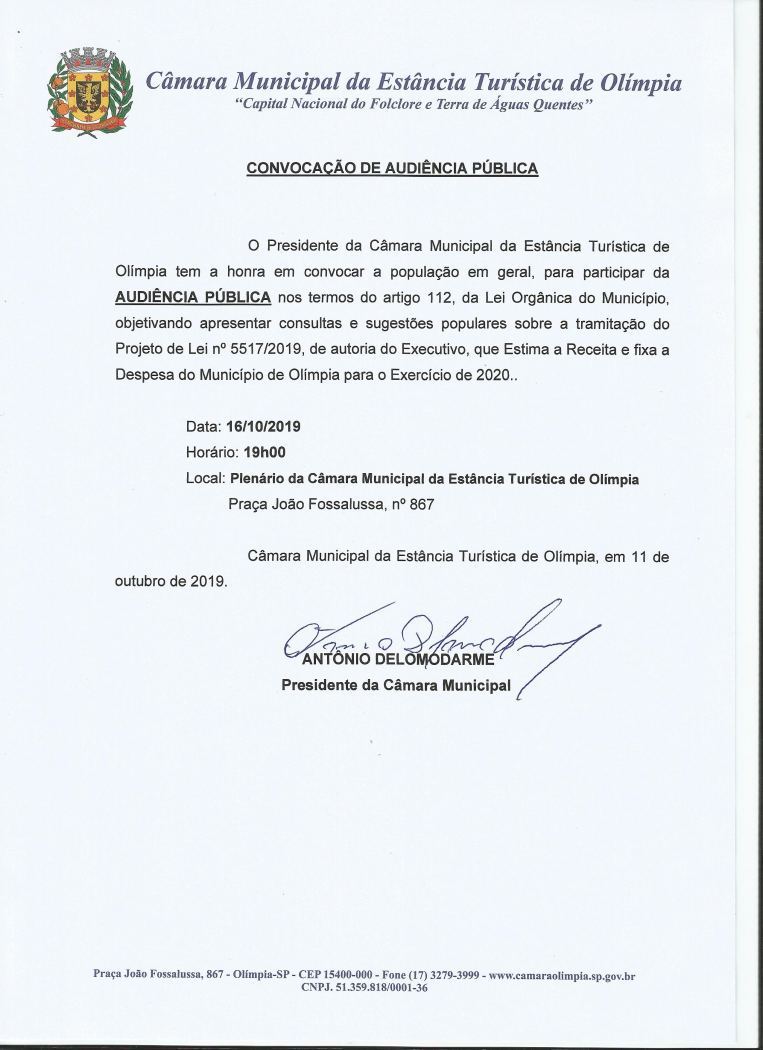 Câmara promoverá audiência pública na próxima quarta -feira