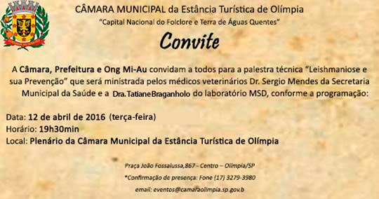 Câmara convida população para palestra sobre prevenção de Leishmaniose Canina