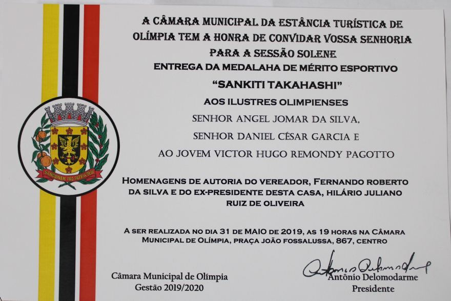 SESSÃO SOLENE DE ENTREGA DE MEDALHA DE MÉRITO ESPORTIVO ACONTECE NESTA SEXTA-FEIRA