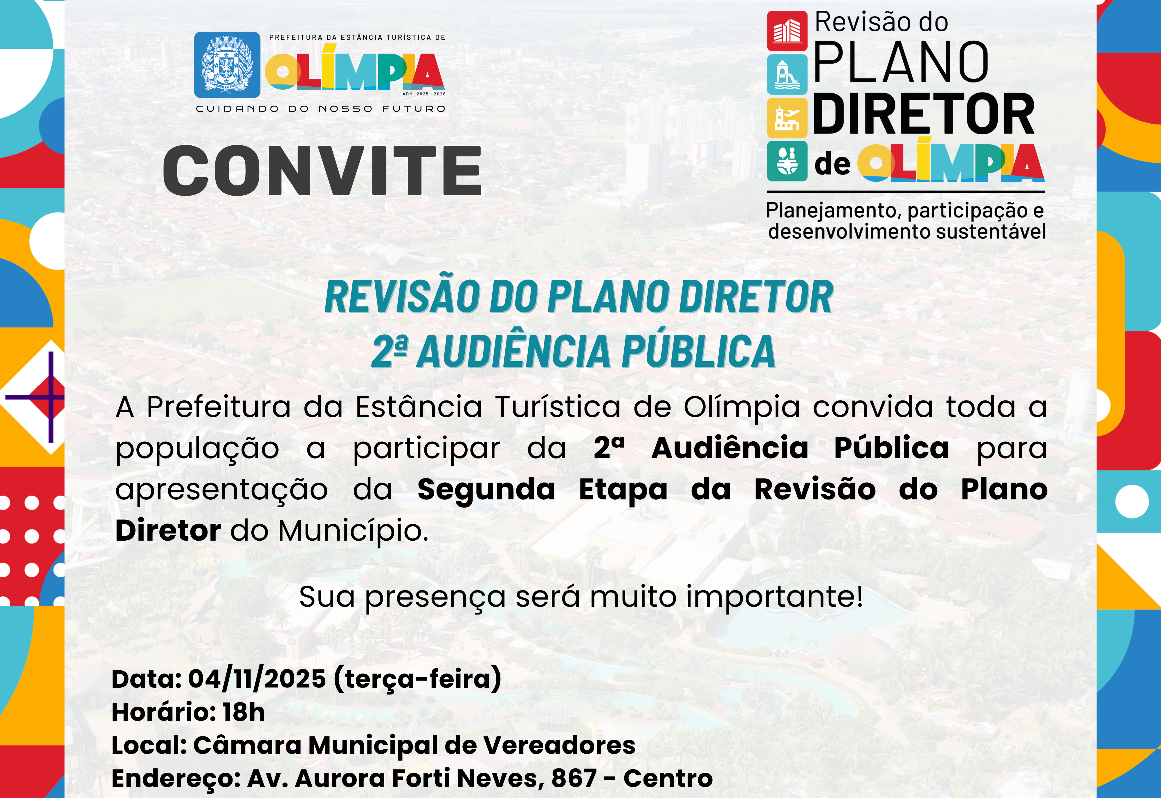 Audiência pública sobre o Plano Diretor de Olímpia será nesta terça-feira (4)